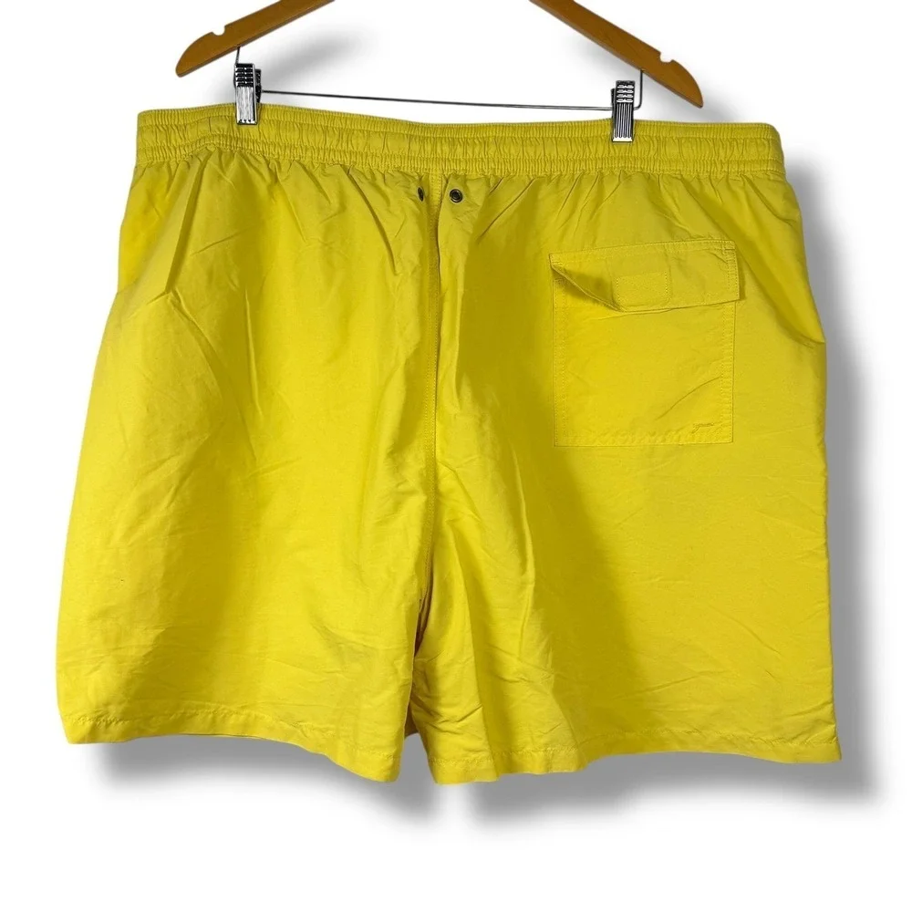 Polo Ralph Lauren Swim Trunks Mens 4XB Yellow Mesh Lined Pony Logo Summer Beach